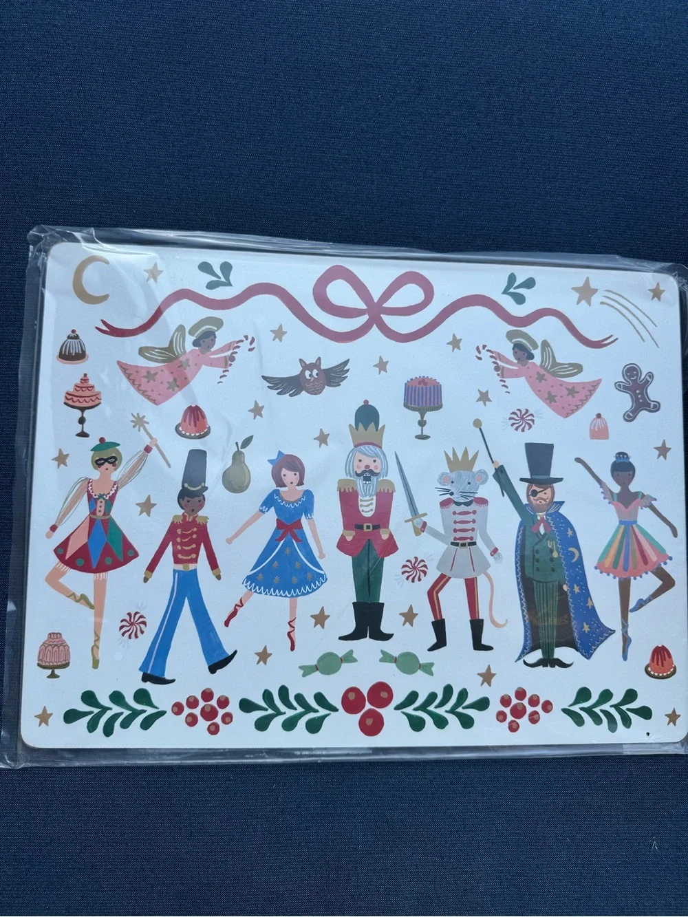Pottery Barn Kids x Rifle Paper Co. Christmas Nutcracker Cork Placemats Set of 4